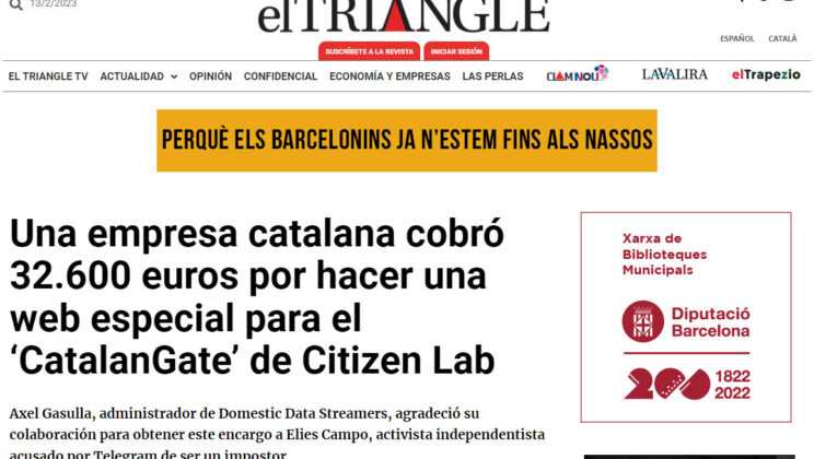 Web especial para el #CatalanGate de Citizen Lab a 32.600 euritos… Hacemos una gran mentira a base de talonario.